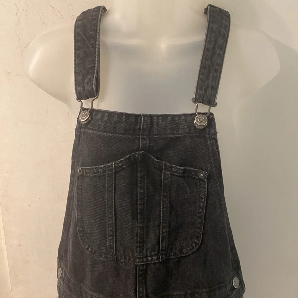 Old Navy Black Slouchy Non Stretch Denim Overalls Size S - Picture 5 of 11